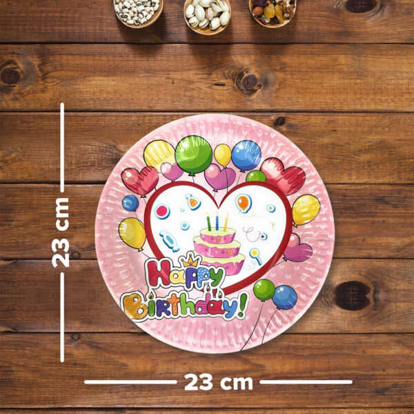 Pink Plates Paper – Heart Design 23cm Disposable Birthday Party