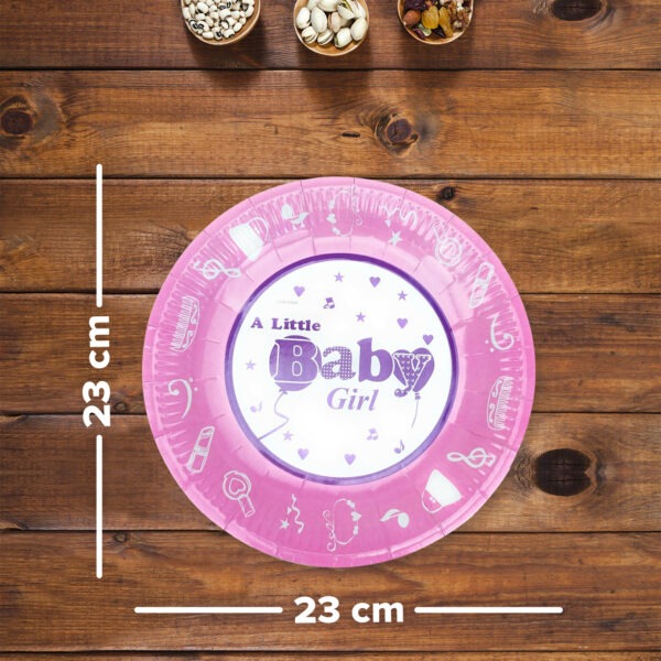 Thick Paper Plates – 23cm Pink Baby Girl Disposable Plates