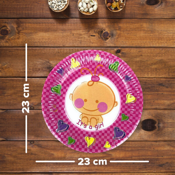 Paper Plates Pink – 23cm “It’s A Girl” Disposable Baby Plates