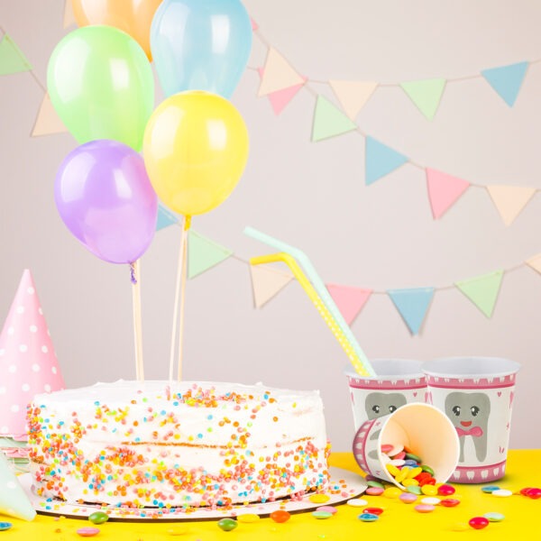 Pink Paper Cups – 30 Pack Baby Tooth 7oz Party Cups