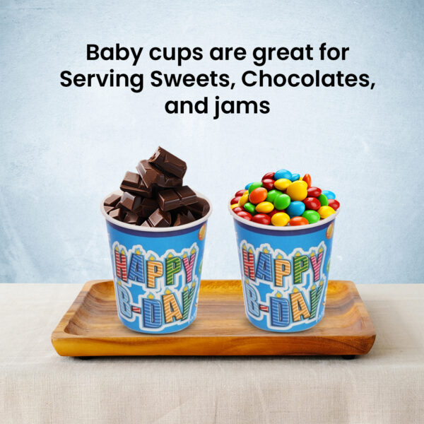 Paper Hot Drink Cups – 30 Blue Happy Birthday Candle Design