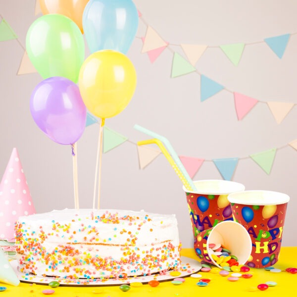 Disposable Birthday Cups – 7oz Red Balloon Party Paper Cups