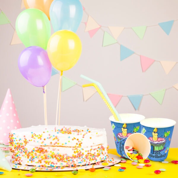 Blue Party Cups – 30X 7oz My First Birthday Paper Cups