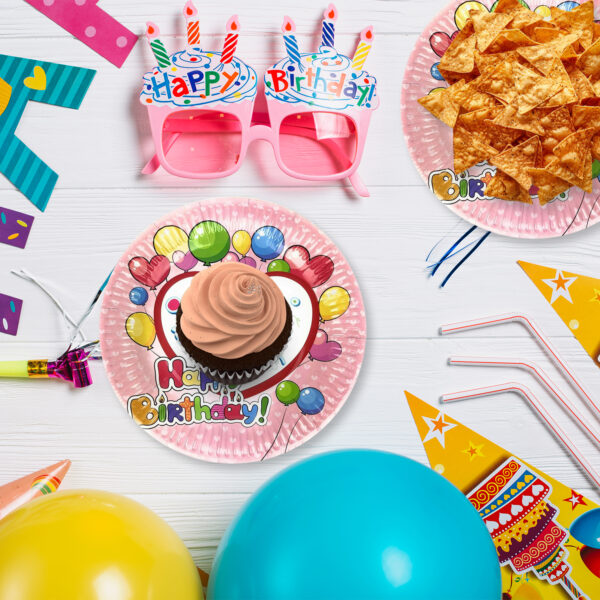 Pink Plates Paper – Heart Design 23cm Disposable Birthday Party