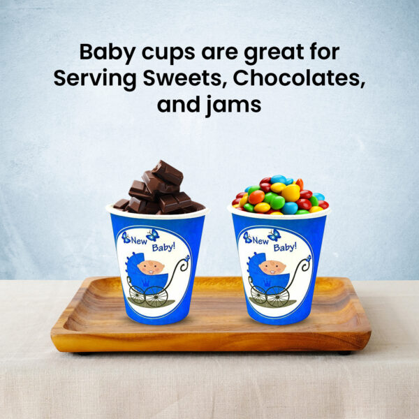 Blue Party Cups Bulk – 30X 7oz New Baby Paper Cups