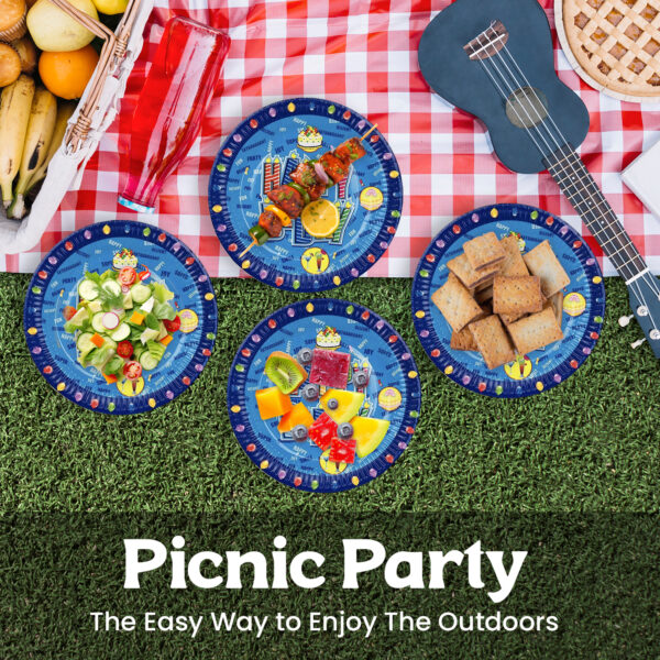 AEX Blue Balloon Happy Birthday Cake Paper Plates