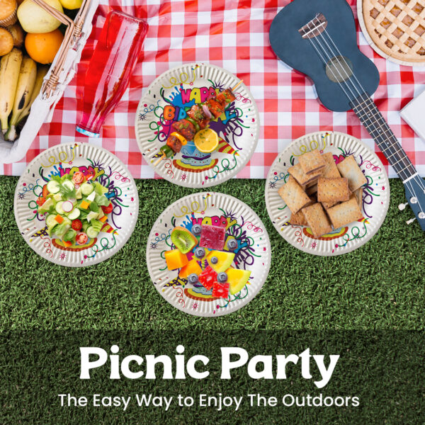 AEX White Happy Birthday Cake Paper Plates