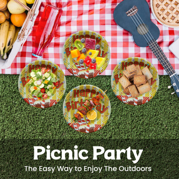 Yellow Paper Plate – 23cm Happy Birthday Candle Disposable Plate