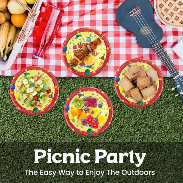 Yellow Paper Dishes – 23cm Happy Birthday Cupcake Disposable Plates