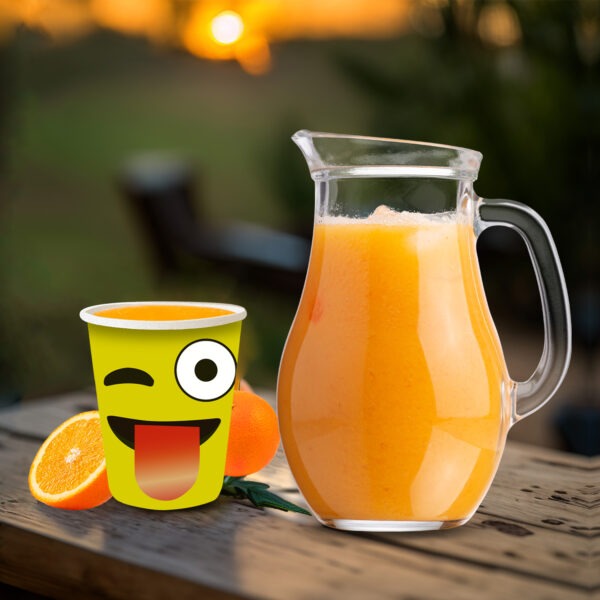 Wink Face Emoji Paper Cups – Yellow Disposable Party Cups