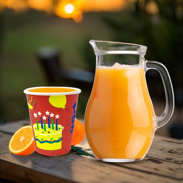 Red Paper Cups – 7oz Birthday Cake Star Party Disposable Cups