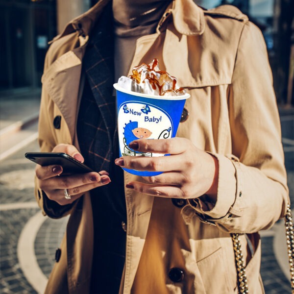 Blue Party Cups Bulk – 30X 7oz New Baby Paper Cups