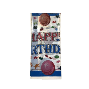 AEX White & Blue Happy Birthday PVC Plastic Tablecloth