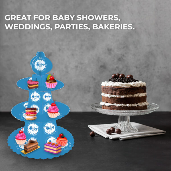3-Tier A Little Baby Boy Cardboard Cake Stand – Blue Cupcake Tower