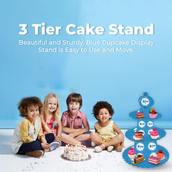 3-Tier A Little Baby Boy Cardboard Cake Stand – Blue Cupcake Tower