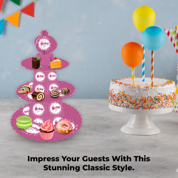 3 Tier A little Baby Girl Cardboard Cupcake Stand