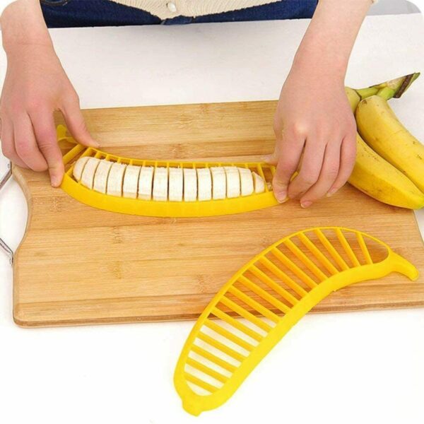 Yellow Banana Slicer – Easy, Uniform Banana Cutter for Home Use
