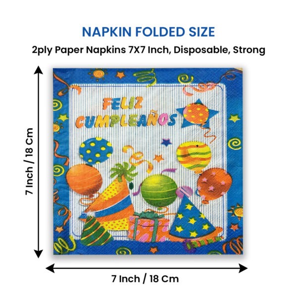 10X Paper Napkins Blue – Birthday Party 2 Ply Disposable Serviettes