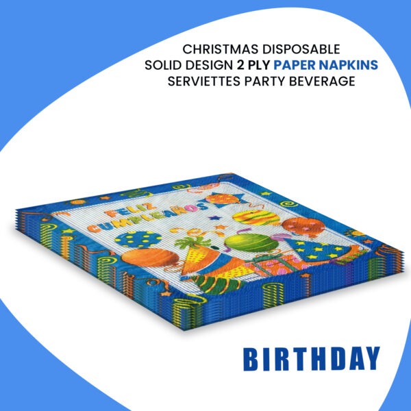 10X Paper Napkins Blue – Birthday Party 2 Ply Disposable Serviettes