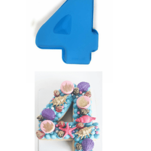 Blue Food Grade Silicone Moulds – Large Number 4 Cake & Biscuits