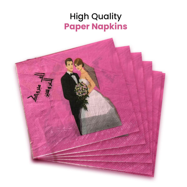 Pink Disposable Napkins – 10x 2-Ply Couple Paper Serviettes