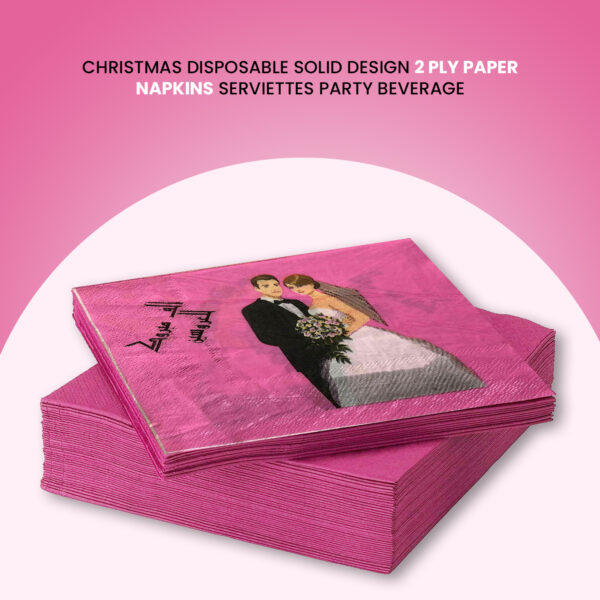 Pink Disposable Napkins – 10x 2-Ply Couple Paper Serviettes