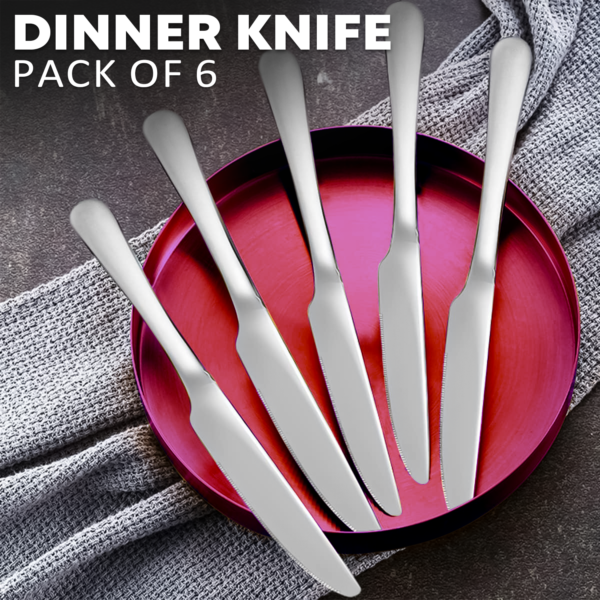 6X Stainless Steel Table Knives – Elegant Polished Dinner Set