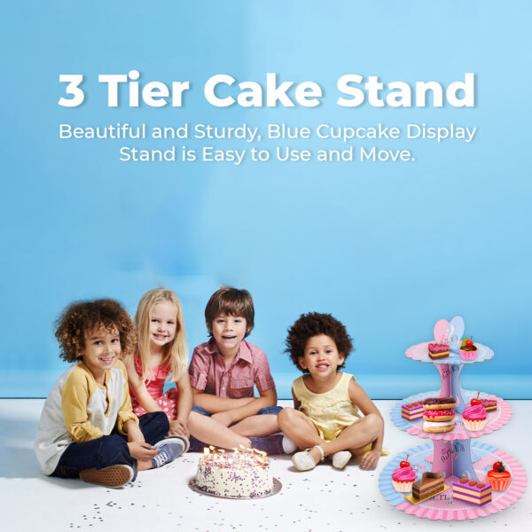 3-Tier Cardboard Cupcake Tier Stand – Boy or Girl Party Decor