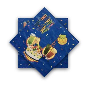 10X Blue Paper Napkin – Birthday Cake 2 Ply Disposable Serviettes