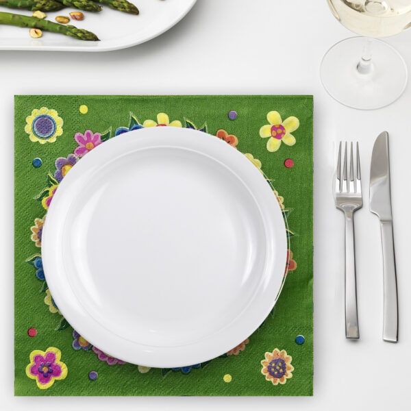 Green Disposable Napkins – 10x 2-Ply Happy Birthday Butterfly Serviettes