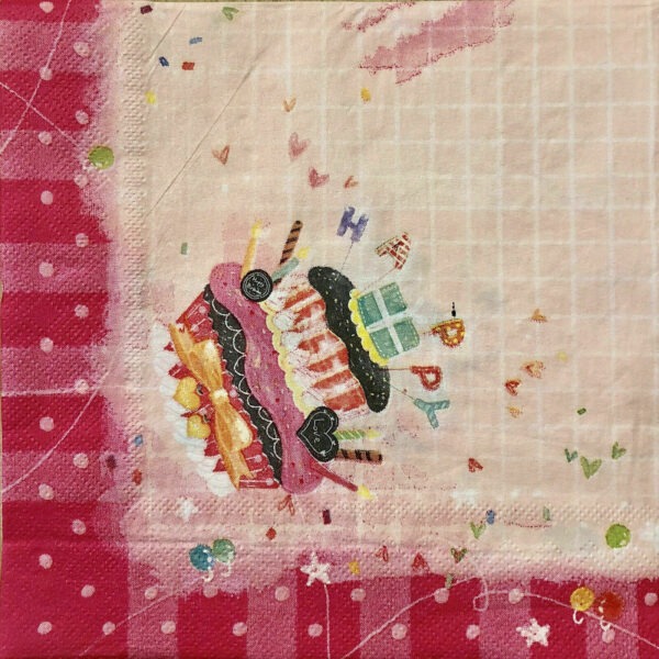 Pink Disposable Napkins – 10x 2-Ply Happy Birthday Paper Serviettes
