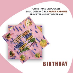10X Happy Birthday Pink Disposable 2 Ply Paper Napkins Serviettes Occasion Party Tableware