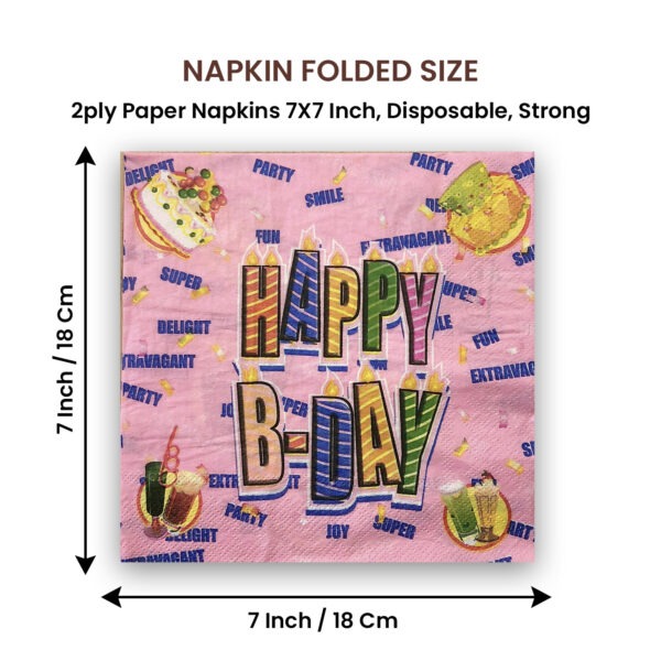 10X Happy Birthday Pink Disposable 2 Ply Paper Napkins Serviettes Occasion Party Tableware