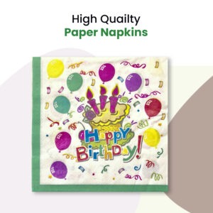 10X Serviettes Napkins Green – Happy Birthday 2 Ply Disposable Paper