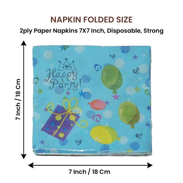 10X Sky Blue Paper Napkins – Birthday Party 2 Ply Disposable Serviettes