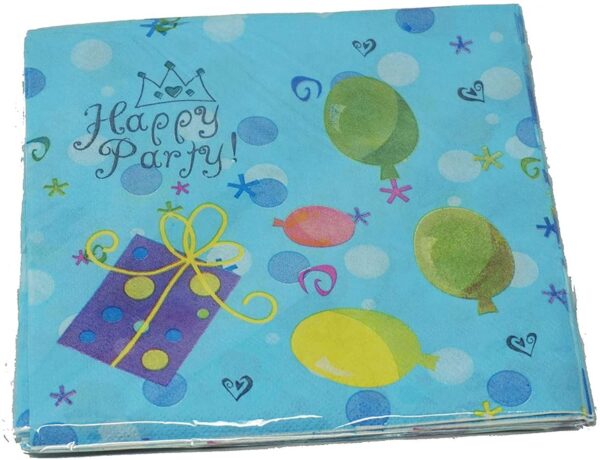 10X Sky Blue Paper Napkins – Birthday Party 2 Ply Disposable Serviettes