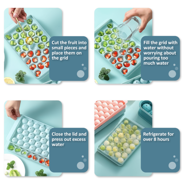 Ice Ball Maker Tray with Lid – 33 Grid Round Ice Cube Mould