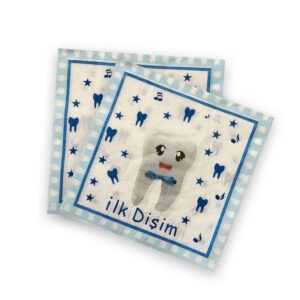 Blue Paper Napkins Serviettes – 10x 2-Ply İlk Dişim Disposable Party