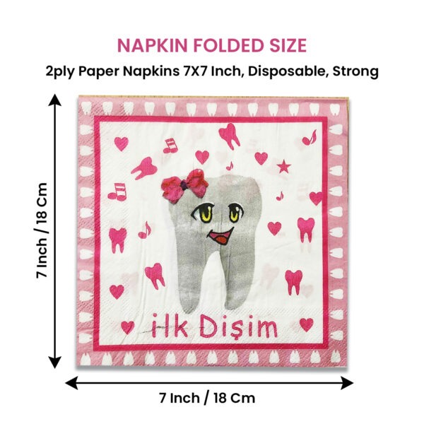 Pink Serviettes – 10x 2-Ply İlk Dişim Disposable Party Napkins