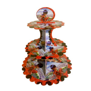 3-Tier Lady-bug Girl Cardboard Cupcake Stand