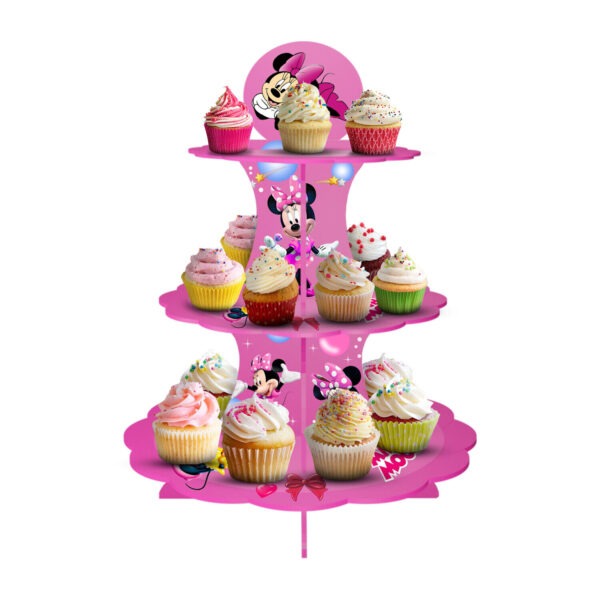 Minnie Mouse Cupcake Display Stand – 3 Tier Pink Cardboard Stand