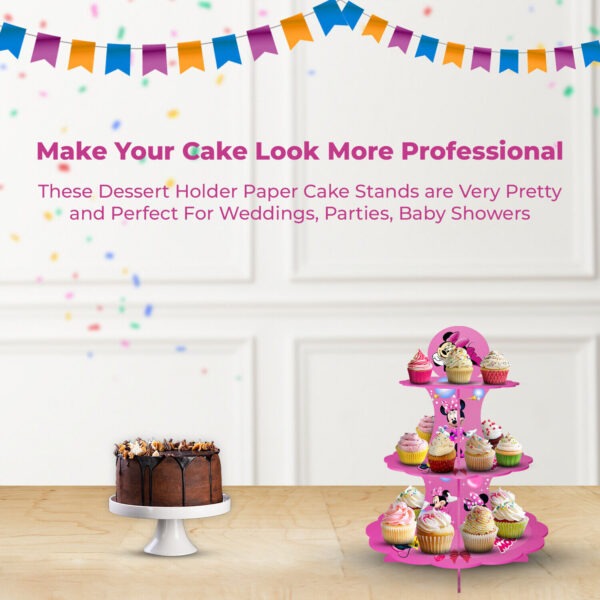 Minnie Mouse Cupcake Display Stand – 3 Tier Pink Cardboard Stand