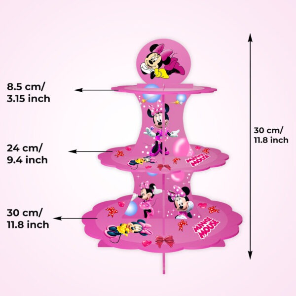 Minnie Mouse Cupcake Display Stand – 3 Tier Pink Cardboard Stand