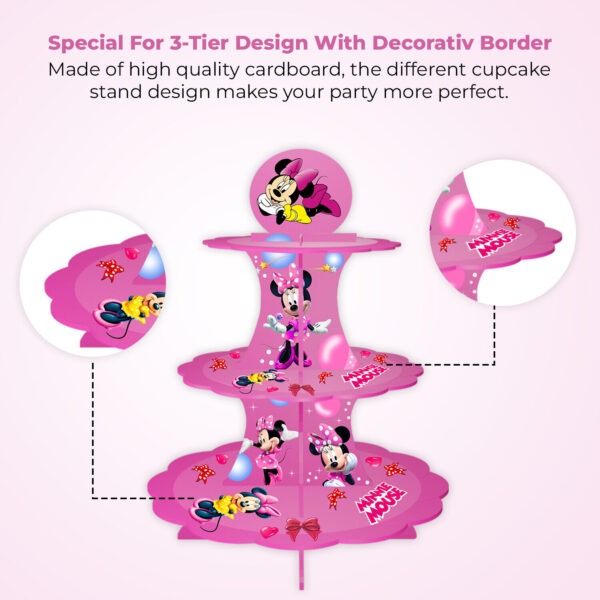 Minnie Mouse Cupcake Display Stand – 3 Tier Pink Cardboard Stand
