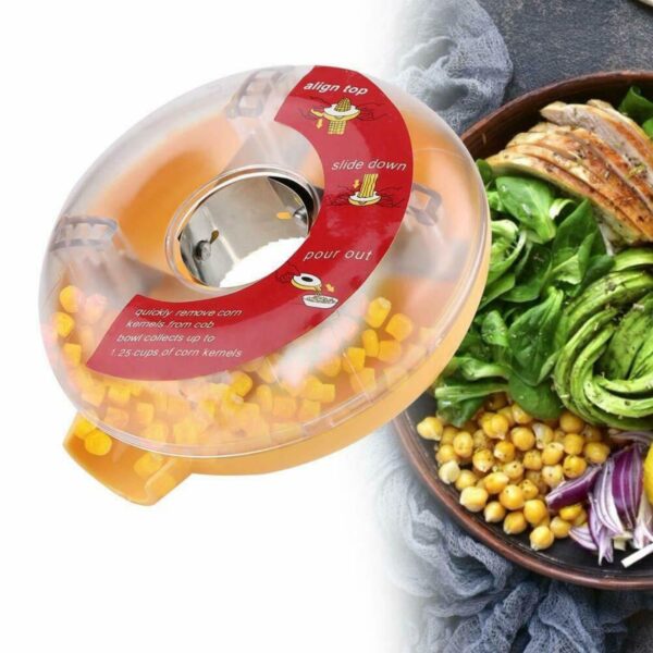 Corn Stripper – Yellow Kernel Remover Kitchen Tool with Bowl