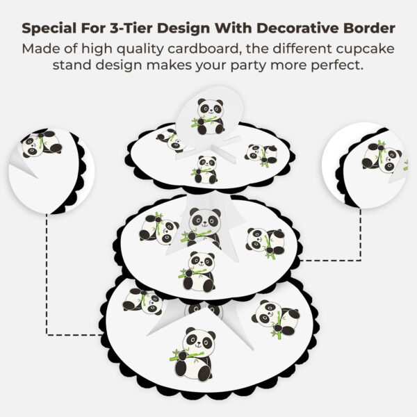 3-Tier Cup Cake Stand – Panda Cardboard Dessert Tower