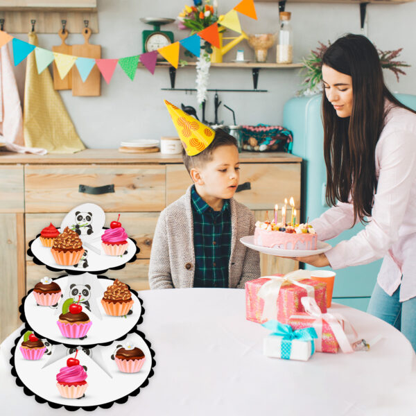 3-Tier Cup Cake Stand – Panda Cardboard Dessert Tower