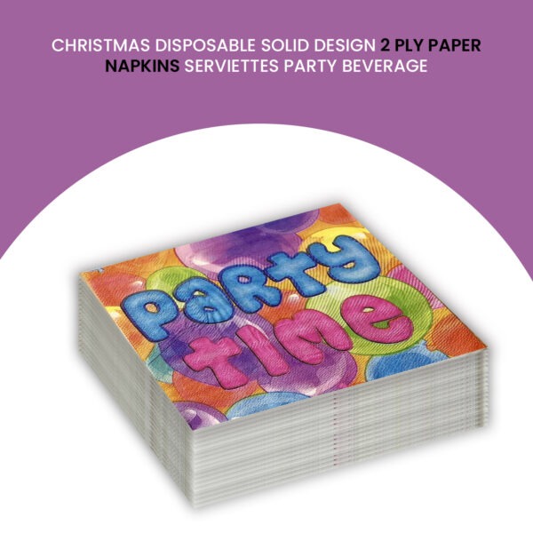 Paper Napkins Serviettes – 10x Party Time Multi Balloons 2-Ply