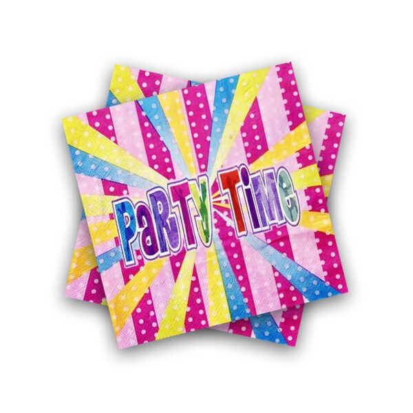 Coloured Paper Napkins – 10x Multi-Coloured 2-Ply Party Serviettes