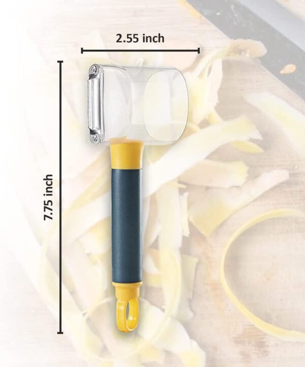 Vegetable Peeler With Container – Ergonomic Blue & Yellow Design